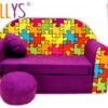 Rozkládací dětská pohovka Nellys ® 68R – Puzzle fialové